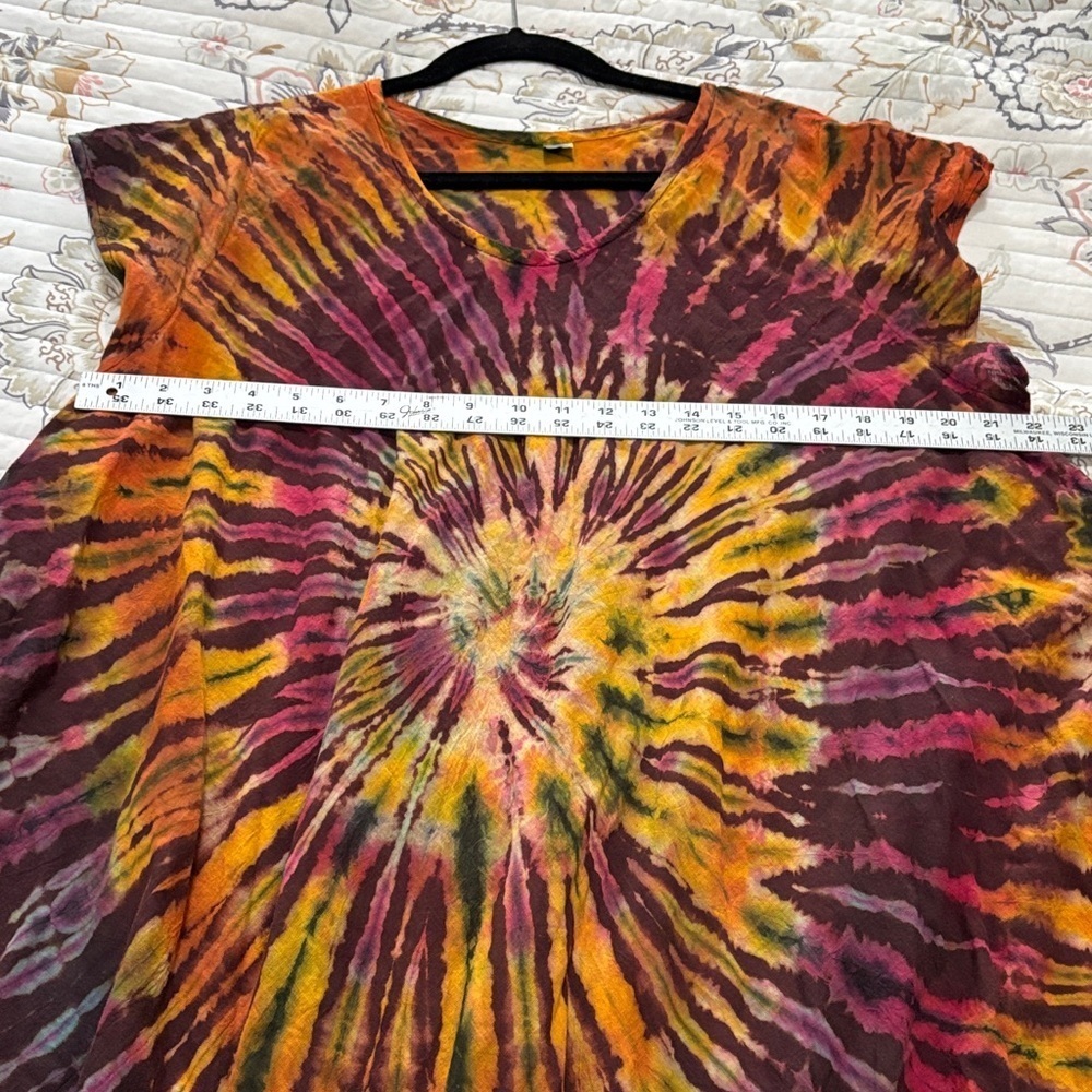 Tie-Dye Women's Top Dress - Multicolor 100% Cotton - Picture 6 of 7